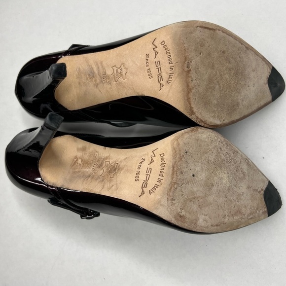 Via Spiga Pointed Toe Adjustable Strap Heels in Burgundy - Picture 4 of 8